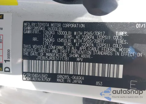 2014 Toyota 4Runner Sr5 Premium из США, поврежденный, VIN JTEBU5JR0E5171781